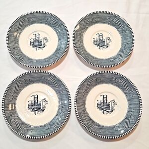 4 VTG Currier and Ives Saucer Plates